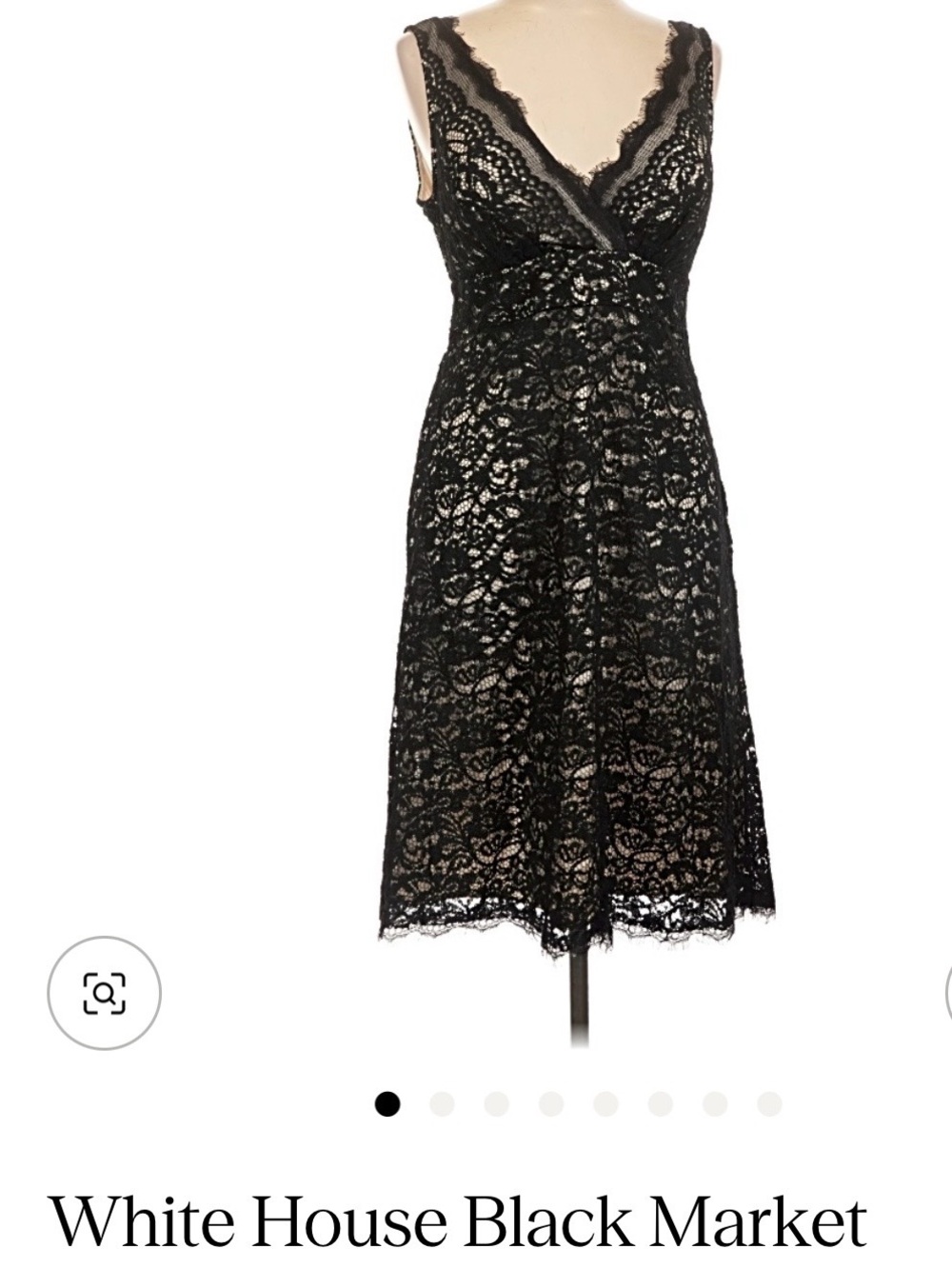 White House Black Market Black Lace V-Neck Cocktail Dress